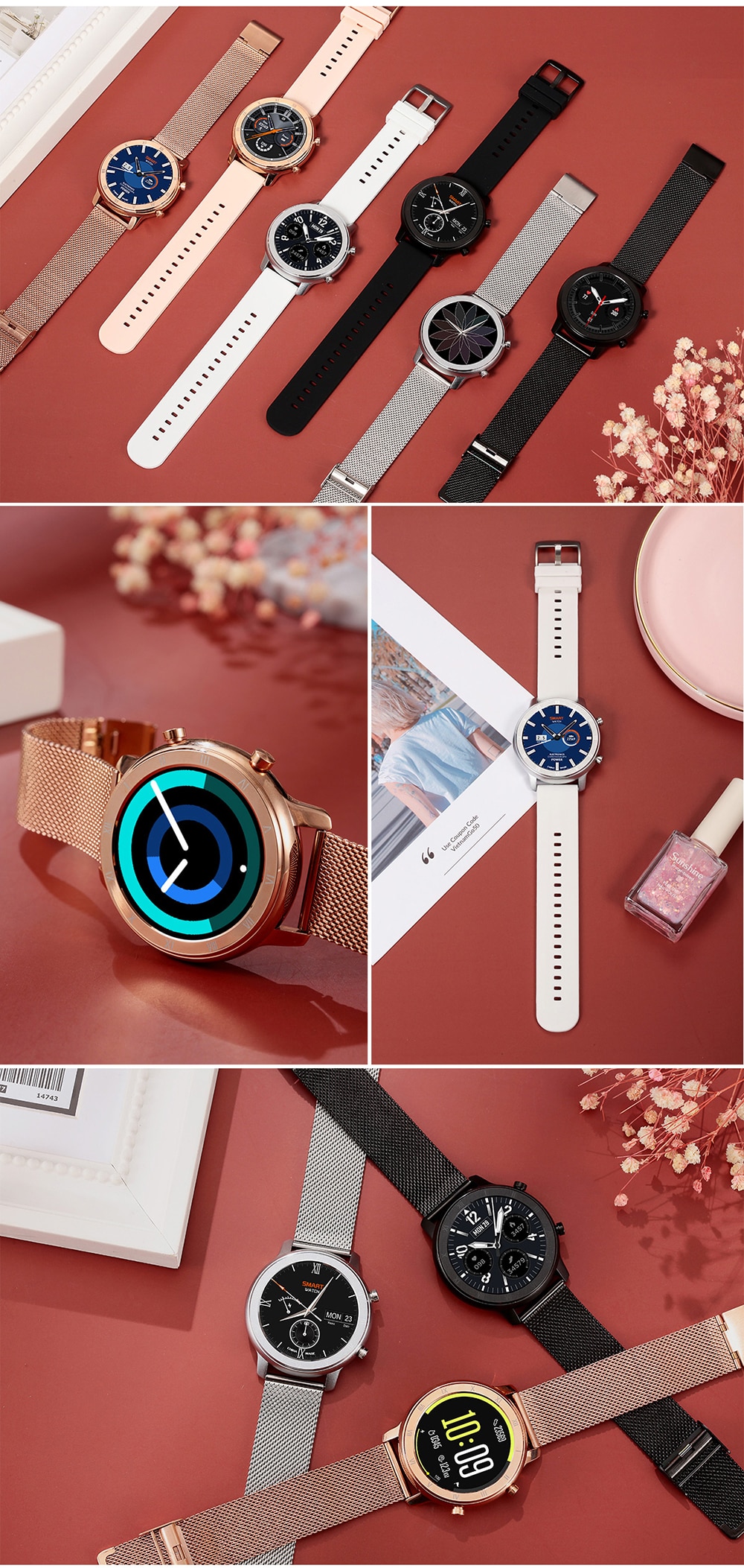 Women's Roman Numerals Patterned Smart Watch